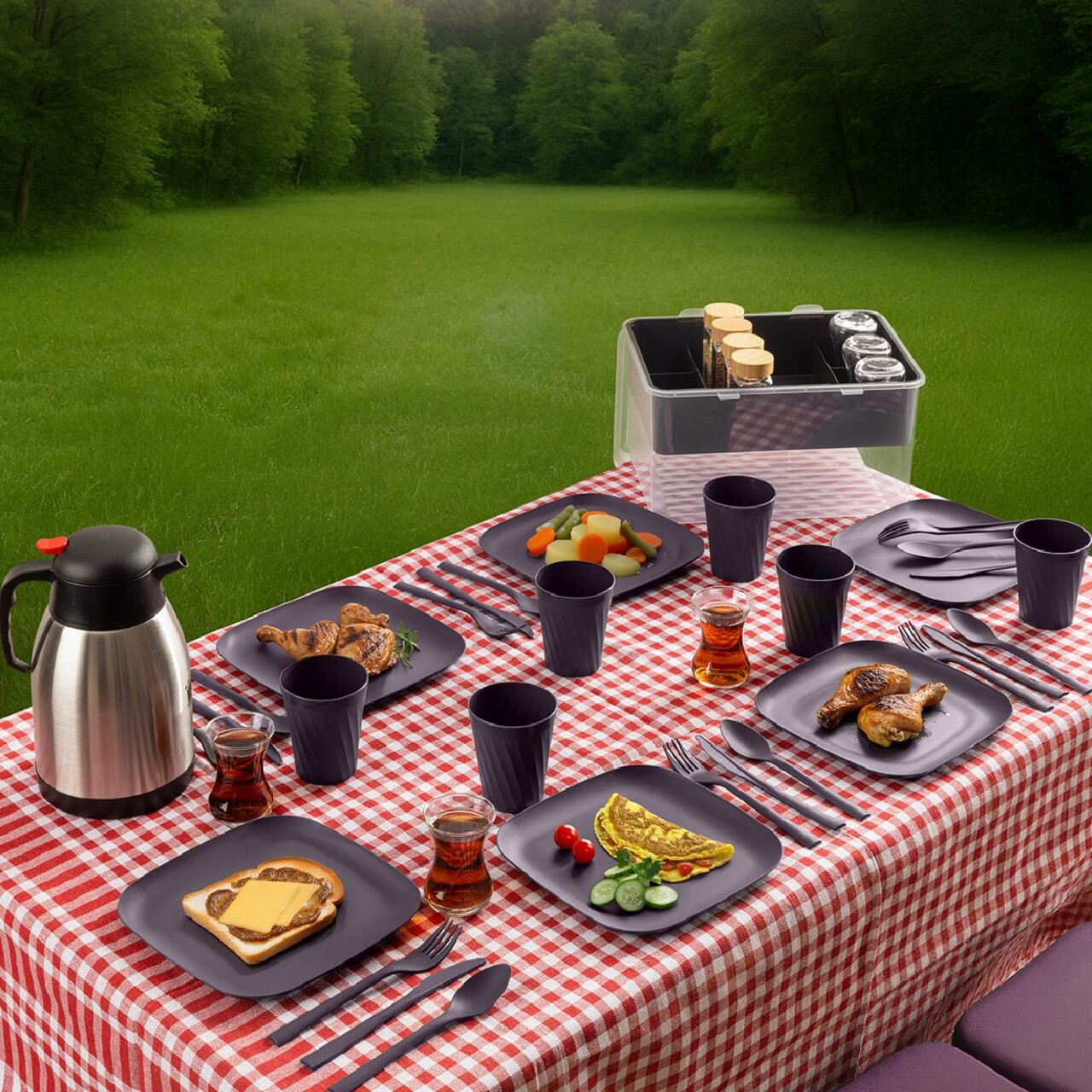 Set de picnic, Hermia, 964FRM6101, Dimensiune furculiță: 18,5 cm (6 bucăți), Mov - imagine 4